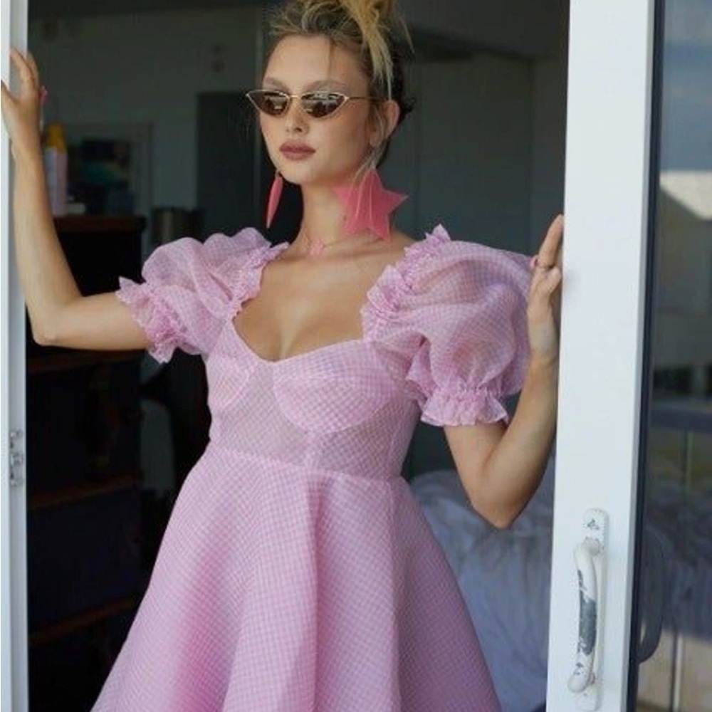 NWT Selkie Ice Cream Pink Parliament Gingham Dress - Picture 3 of 12